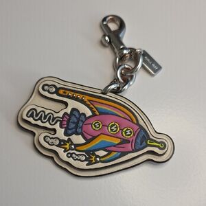 Coach Leather Key Fob With Retro Rocket
